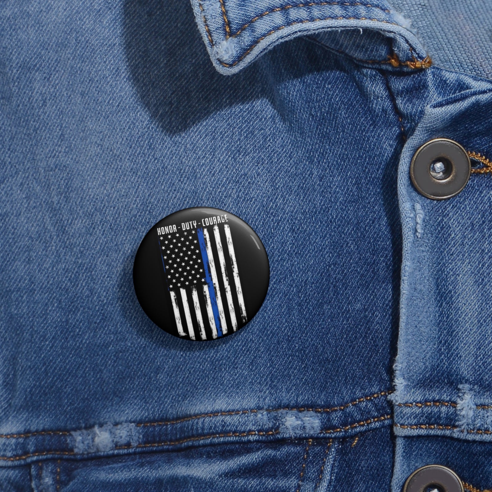 Thin Blue Line Flag Pin Button | Honor Service Police Support